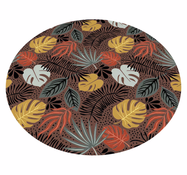 Tropisk bladillustration natur vinyl tæppe - TenStickers