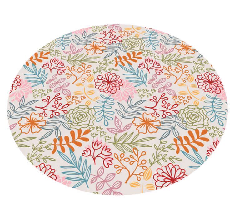 Blomstret pastel palette Blomster og planter vinyltæppe - TenStickers