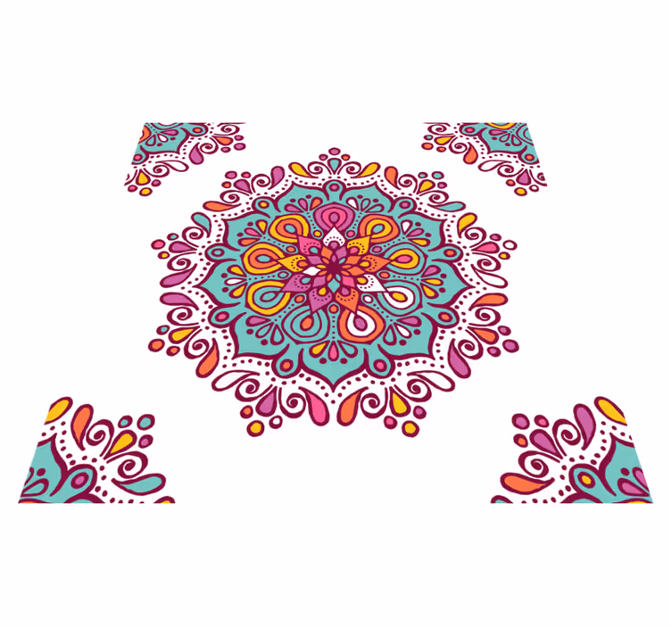 Farverigt indviklet mønster mandala vinyl tæppe - TenStickers