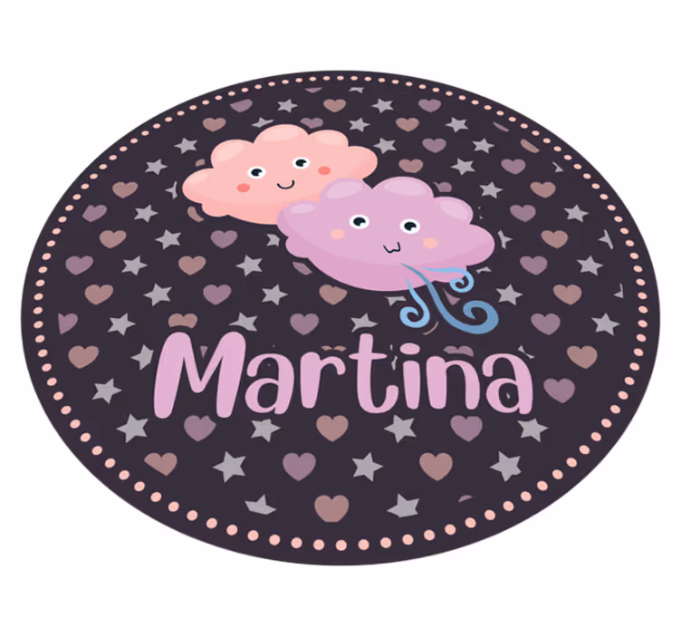 Lilla skyer med navn vinyl tæppe - TenStickers