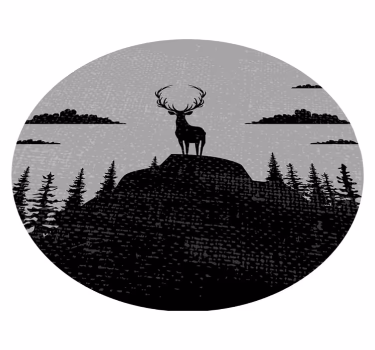 Majestætisk hjortesilhuet natur vinyl tæppe - TenStickers