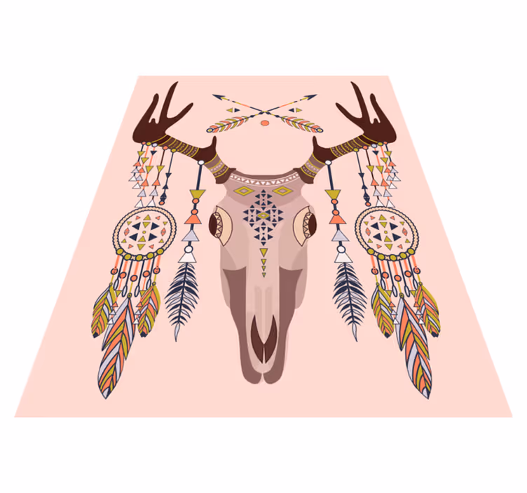 Tribal stag skull vinyl tæppe - TenStickers