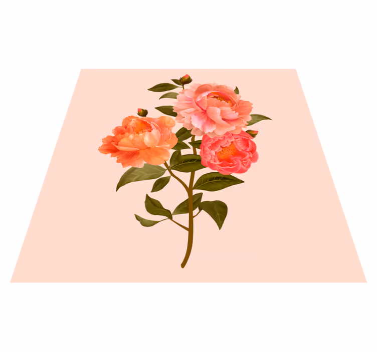 Pæonarrangement Blomster og planter vinyltæppe - TenStickers