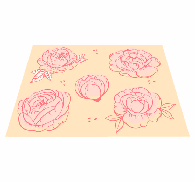 Blomster og planter vinyltæppe i pink blomstermotiv - TenStickers