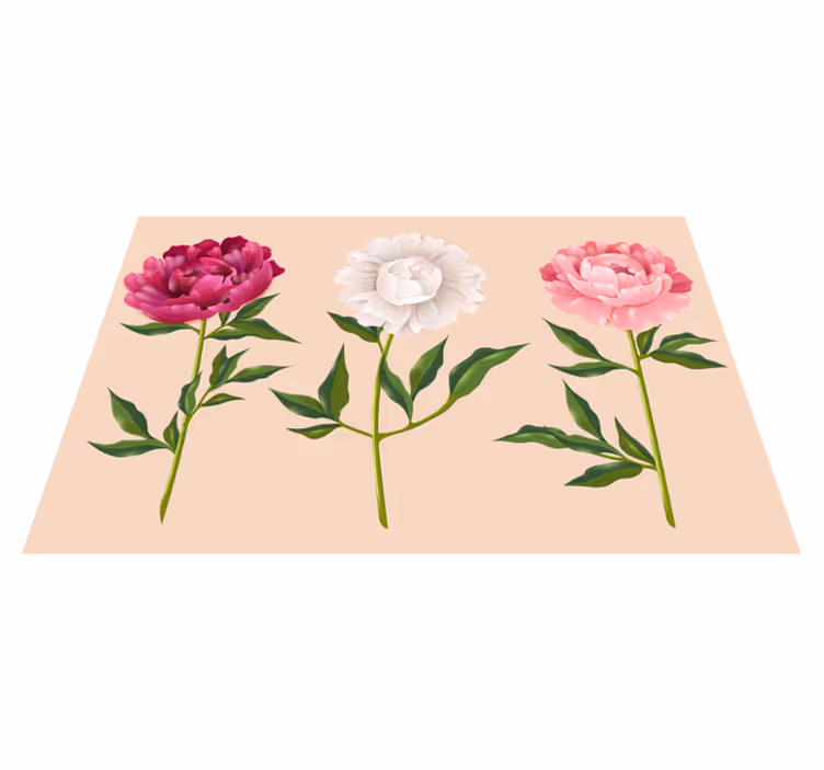 Pæon forskellige farver blomster tæppe - TenStickers