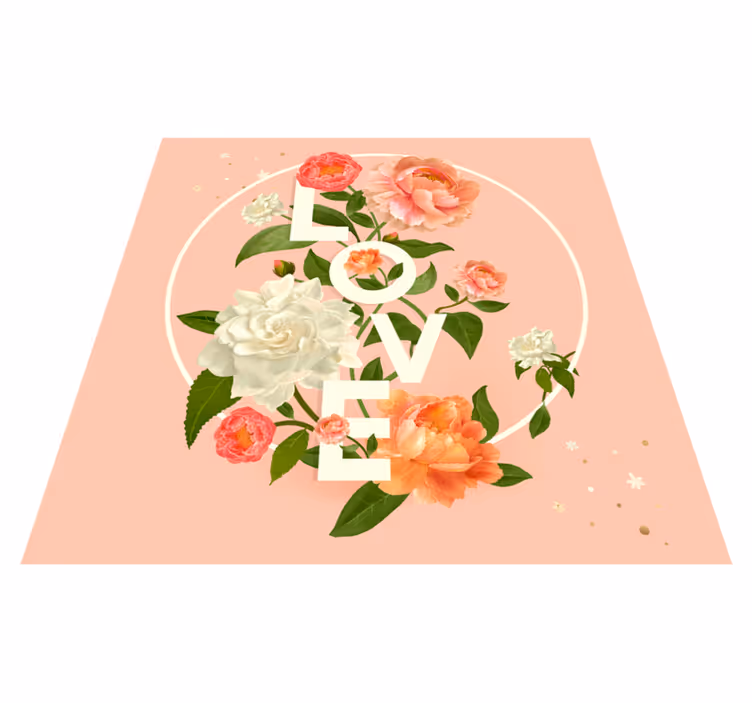 Pæon kærlighed tekst blomster tæppe - TenStickers