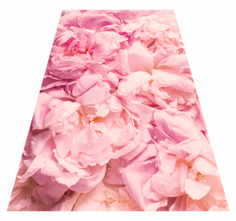 Pæon realistiske lyserøde blomster tæppe - TenStickers