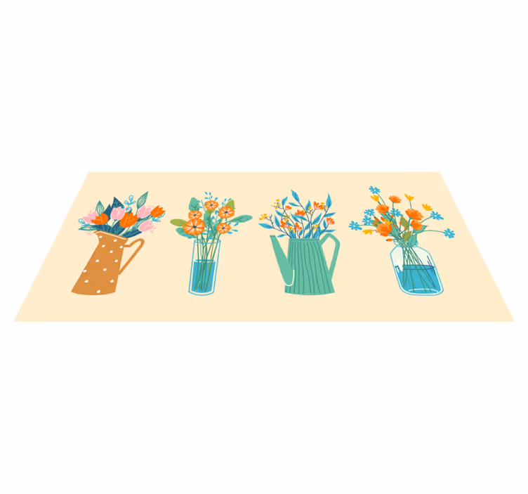 Blomster og planter vinyltæppe blomsteropsats - TenStickers