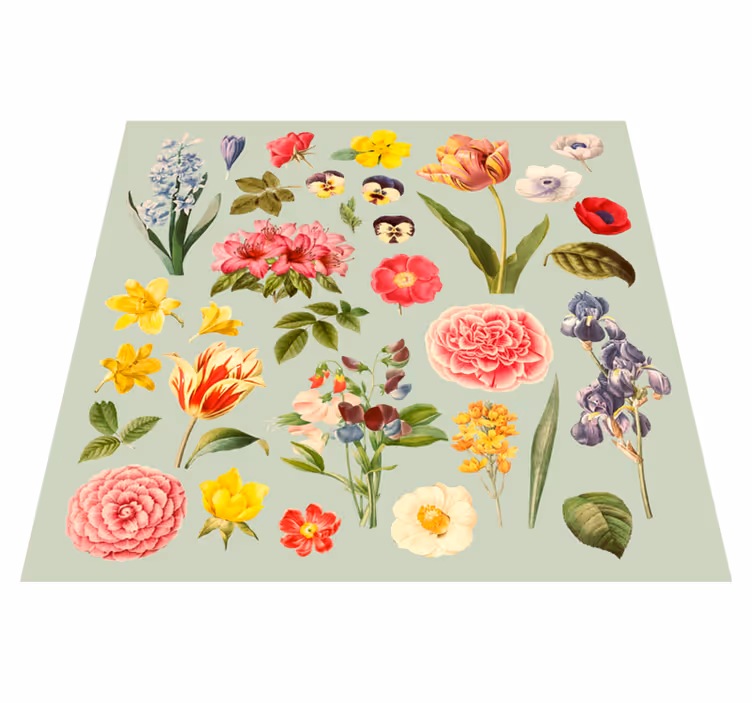 Blomster og planter vinyltæppe botanisk kollektion - TenStickers