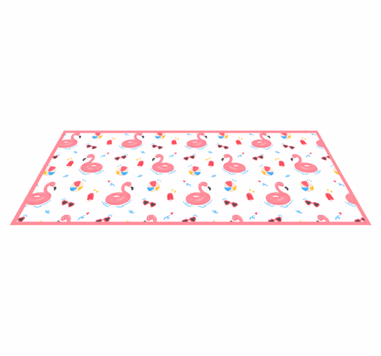 Flamingo sommerdesign vinyltæppe til køkkenet - TenStickers
