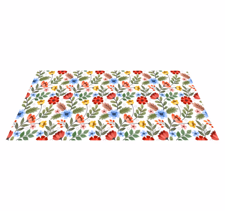 Levende farverigt mønster Blomster og planter vinyltæppe - TenStickers