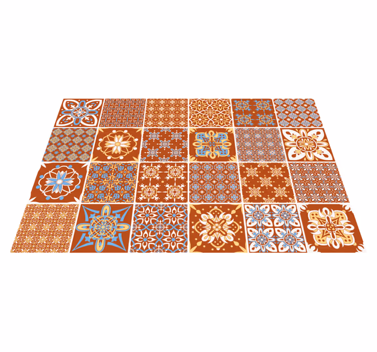 Orange mosaik vinyl tæppe med fliseeffekt - TenStickers