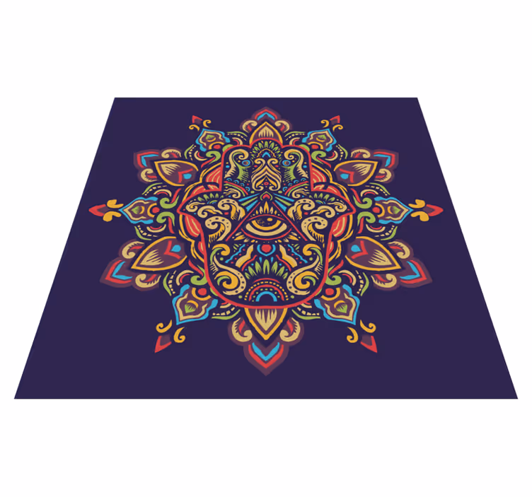 Blå baggrundsdesign mandala vinyl tæppe - TenStickers