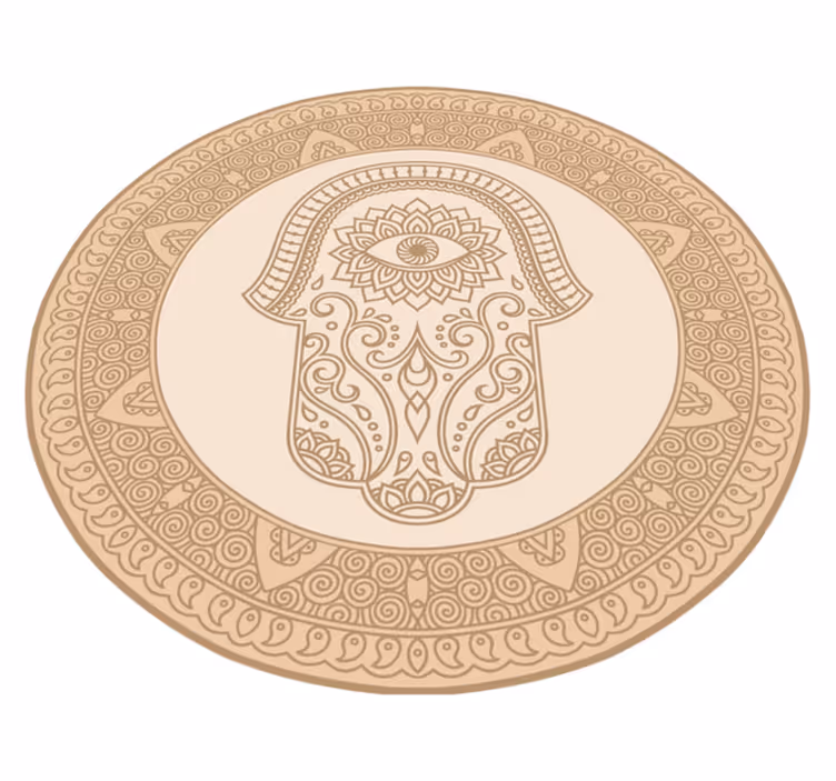 Beige fatima håndsymbol mandala vinyl tæppe - TenStickers