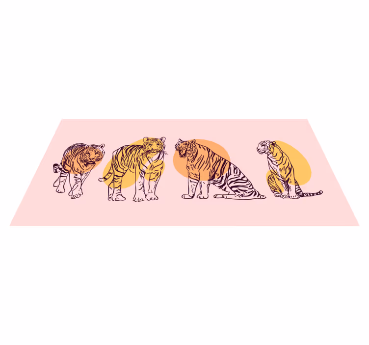 Indrammet tigerillustration vinyltæpper med dyr - TenStickers