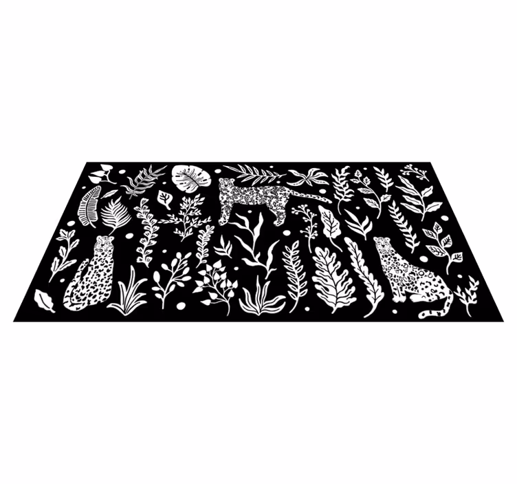 Monsteraer og leoparder natur vinyl tæppe - TenStickers