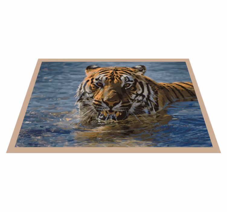 Tiger i vandet vinyltæpper med dyr - TenStickers