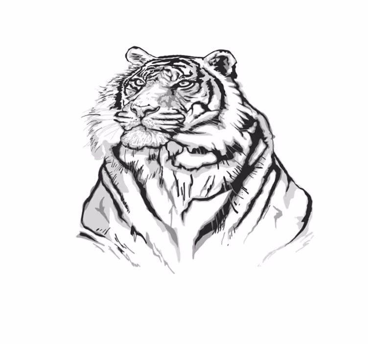 Hvid tiger ansigt dyr vinyl tæppe - TenStickers