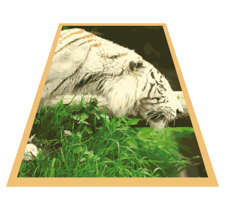 Hvidt tiger dyr vinyl tæppe - TenStickers