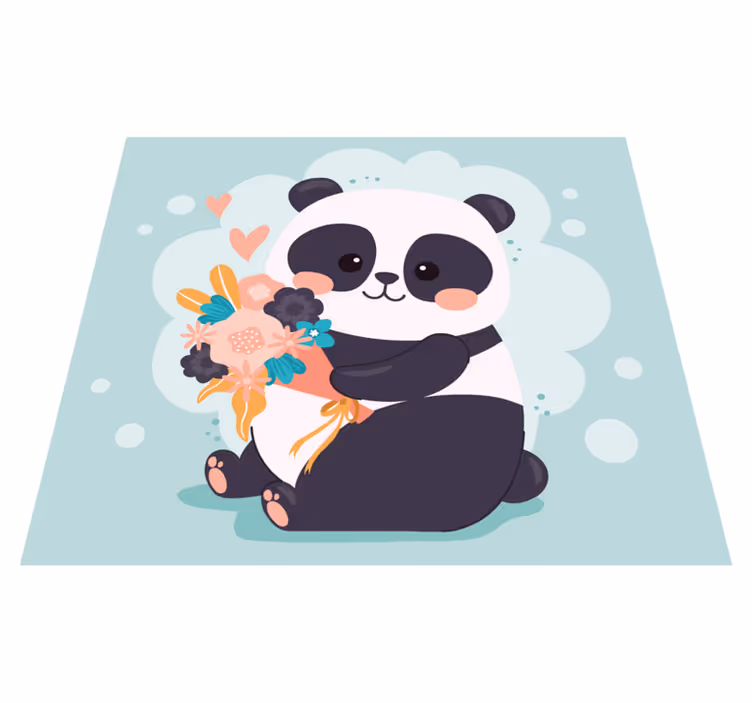 Glad panda ansigt dyr tæppe - TenStickers