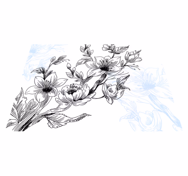 Azurblå blomst koncept Blomster og planter vinyltæppe - TenStickers