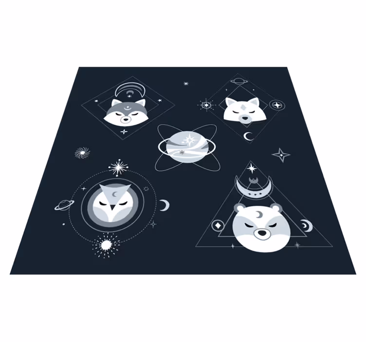 Kosmiske dyreansigter vinyl tæppe - TenStickers