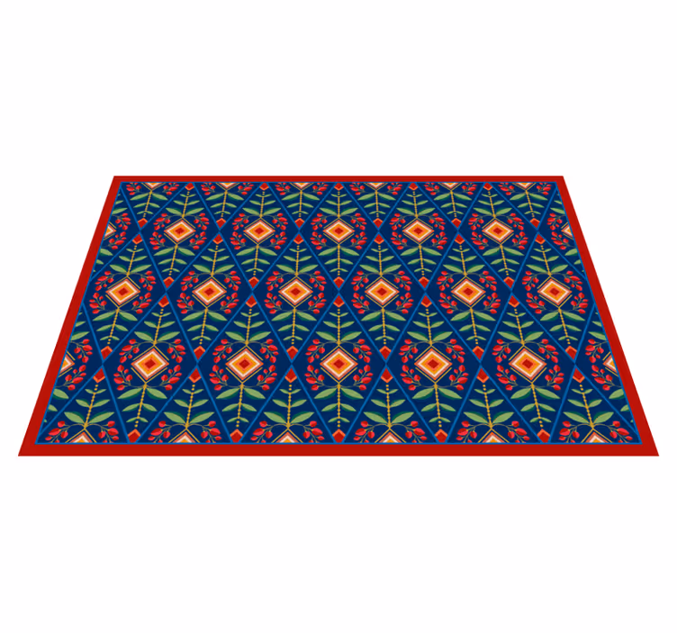 Botanisk geometrisk motiv geometriske vinyl tæppe - TenStickers