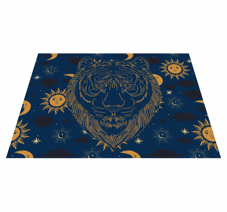 Tiger og sole vinyltæppe med dyreprint - TenStickers