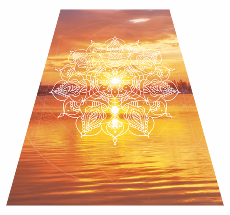Lyst orange design mandala vinyl tæppe - TenStickers