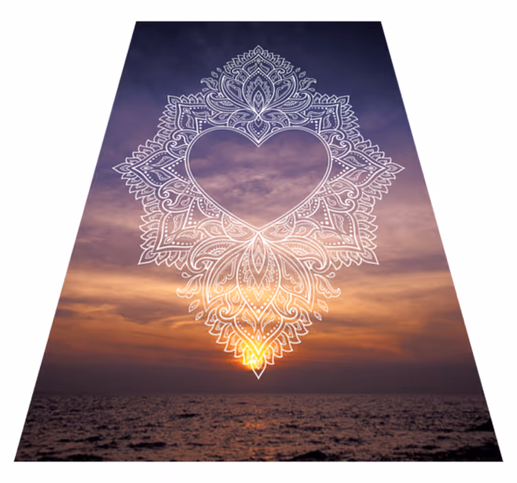 Elegant design med hjerte mandala vinyl tæppe - TenStickers
