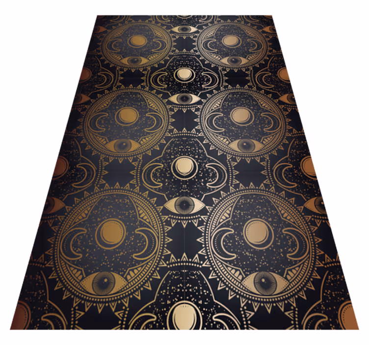 Himmelsk sort motiv mandala vinyl tæppe - TenStickers