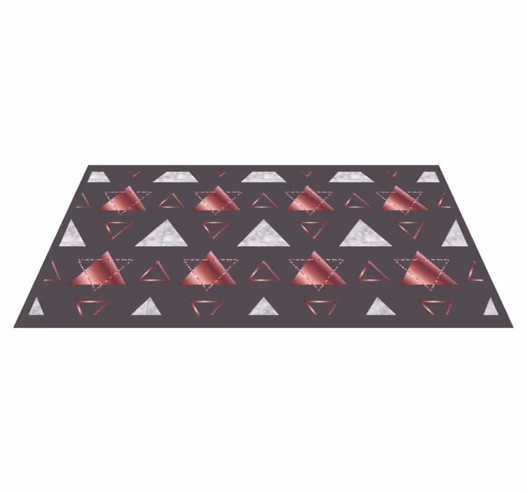 Lyserøde og grå trekanter geometriske vinyl tæppe - TenStickers
