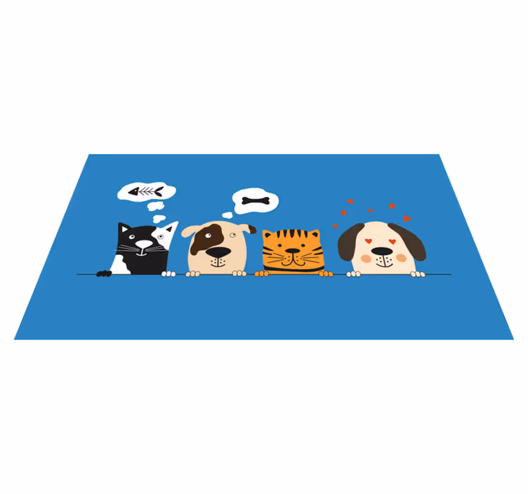 Kiggende hunde og katte dyr vinyltæppe - TenStickers