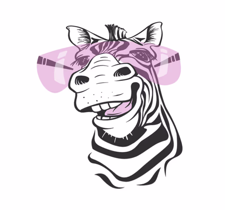 Smilende zebraansigt vinyltæpper med dyr - TenStickers