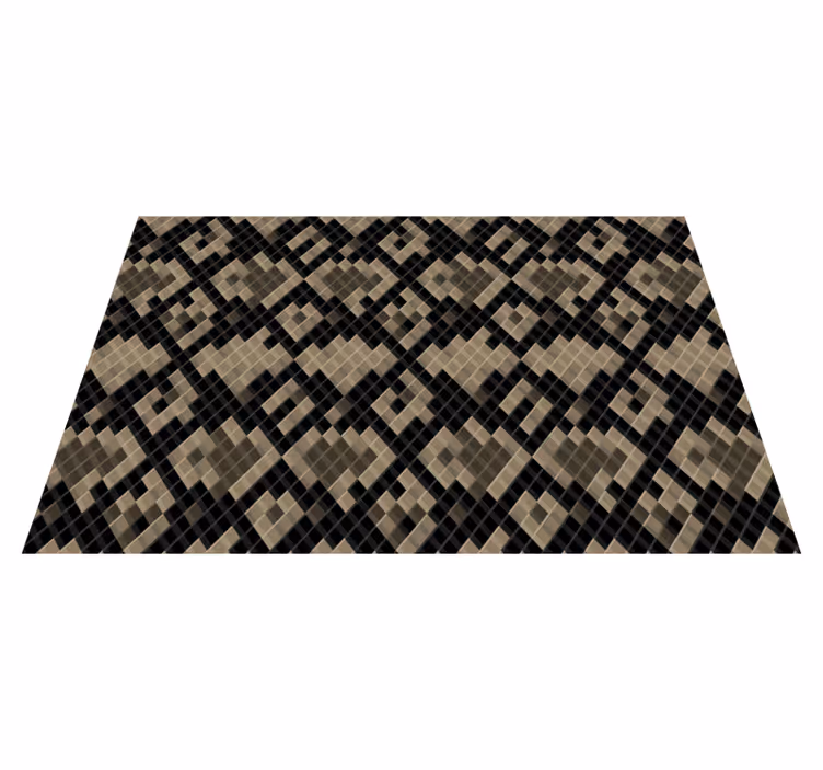 Sort geometrisk mønster mosaik vinyl tæppe - TenStickers