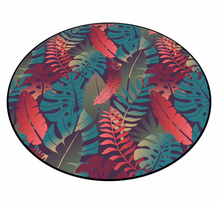 Tropisk bladsammensætning natur vinyl tæppe - TenStickers