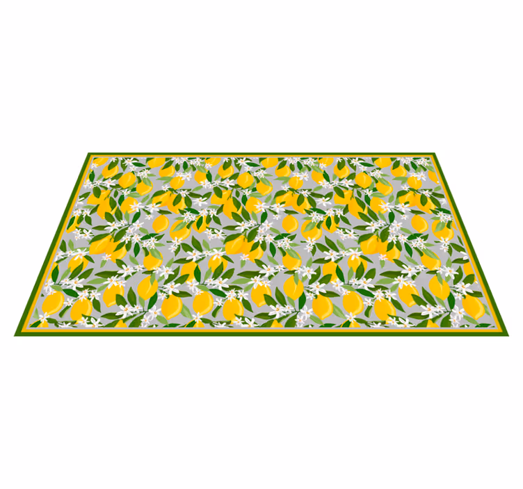 Citron træ ramme blomster vinyl tæppe - TenStickers