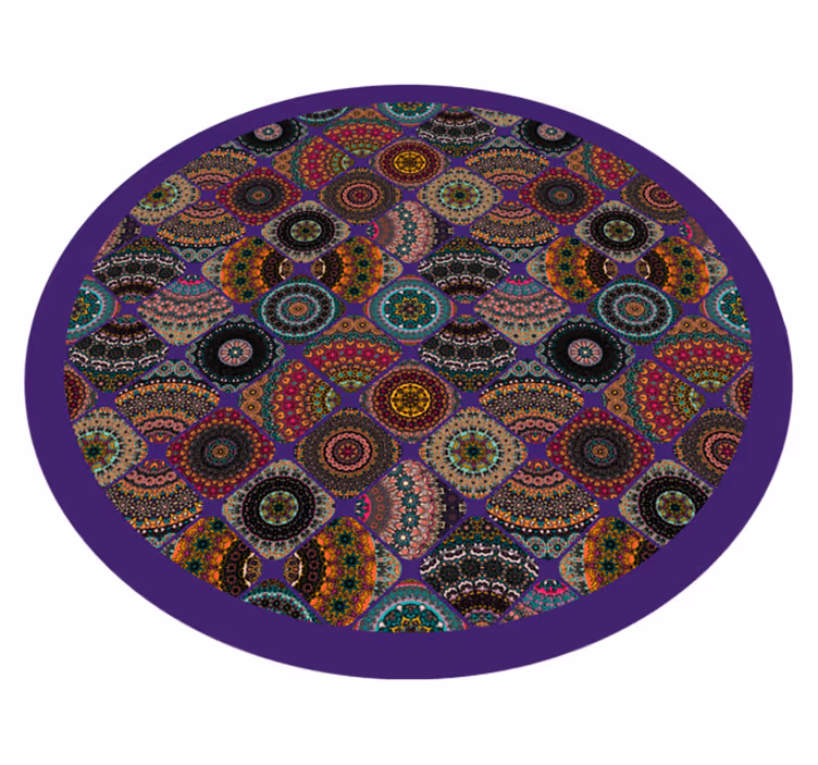 Farverige cirkulære mønstre mandala vinyl tæppe - TenStickers