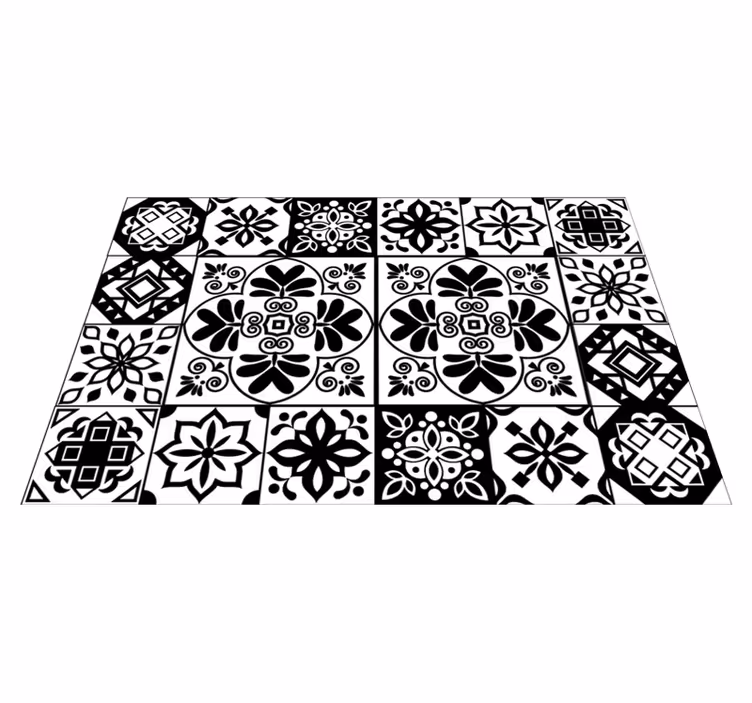 Spansk geometrisk design vinyl tæppe med fliseeffekt - TenStickers