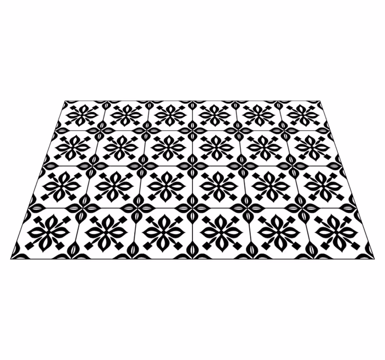 Sort hvid mosaik vinyl tæppe til stuen - TenStickers
