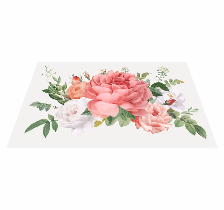 Blomster og roser blomster vinyl tæppe - TenStickers