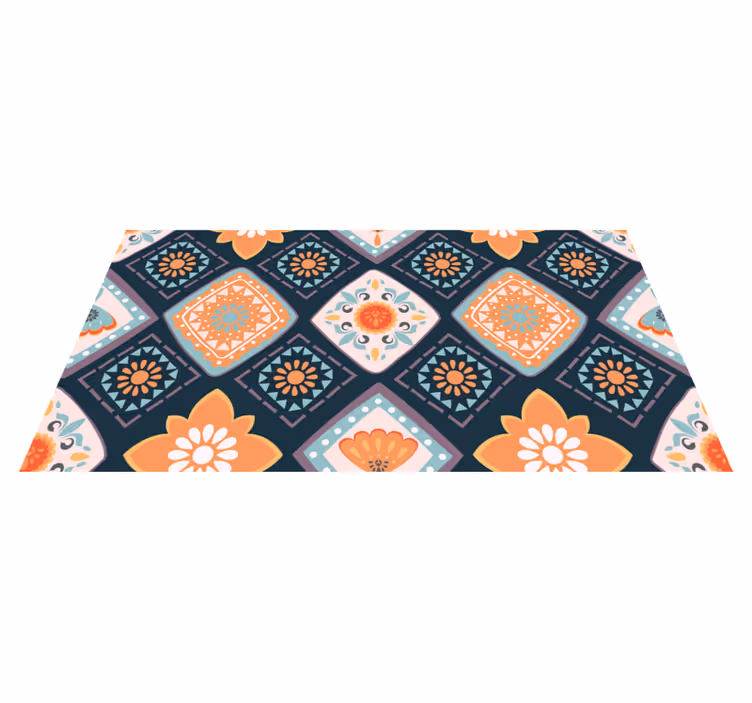 Livligt blomsterdesign vinyl tæppe til badeværelset - TenStickers