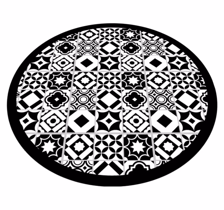 Mosaik vinyl tæppe i monokromt mønster - TenStickers