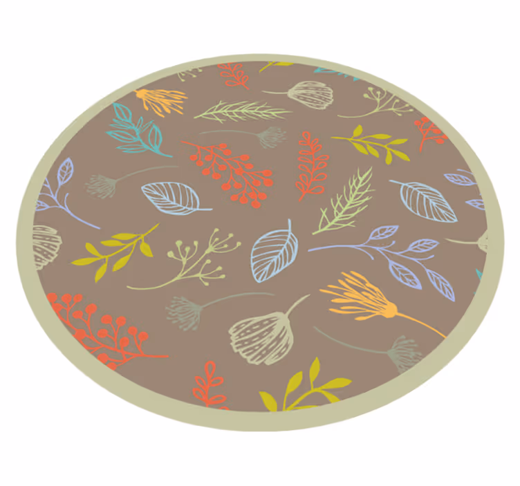 Botanisk bladtryk Blomster og planter vinyltæppe - TenStickers