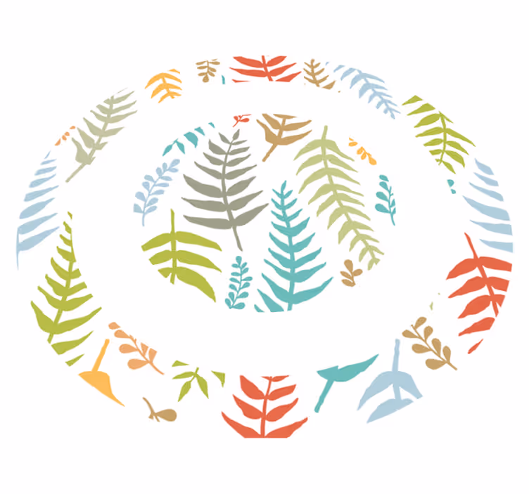 Hvidt løvdesign natur vinyl tæppe - TenStickers