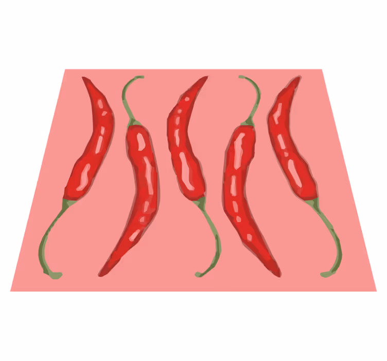 Fem chili peber køkkenfliser - TenStickers