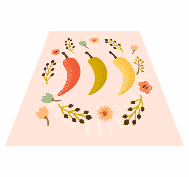 Vintage chili peper køkken gulvfliser - TenStickers