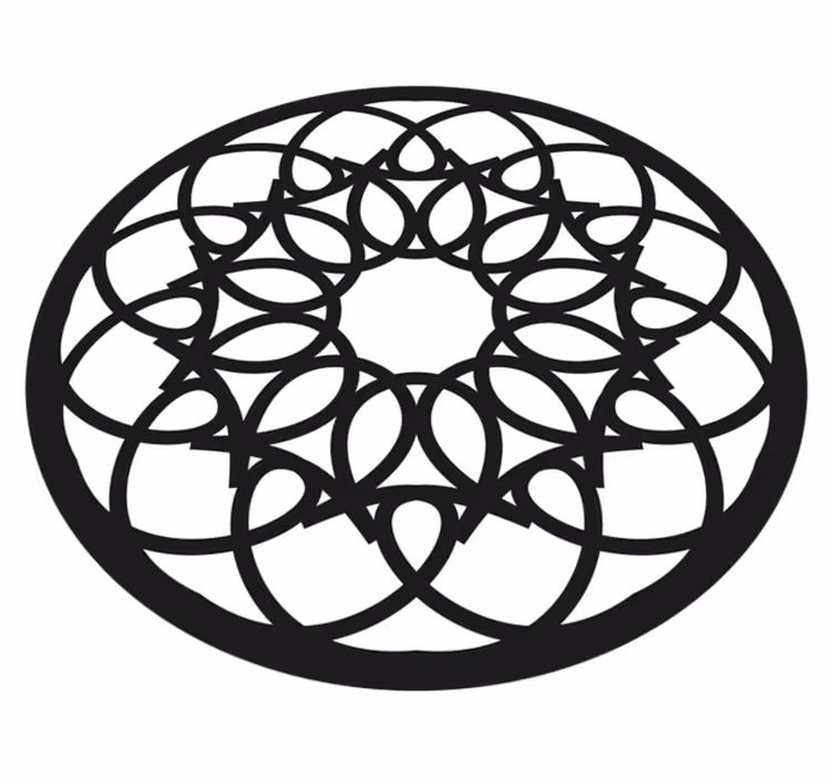 Indviklet sort mønster mandala vinyl tæppe - TenStickers