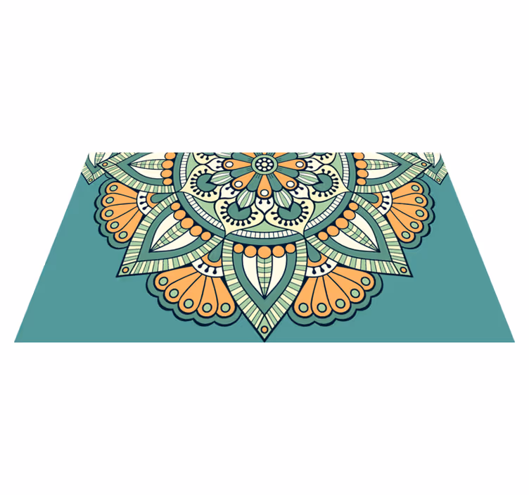 Halvt blomstermotiv mandala vinyl tæppe - TenStickers