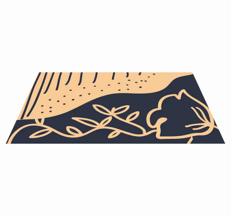 Natur vinyl tæppe med beige bladmotiv - TenStickers